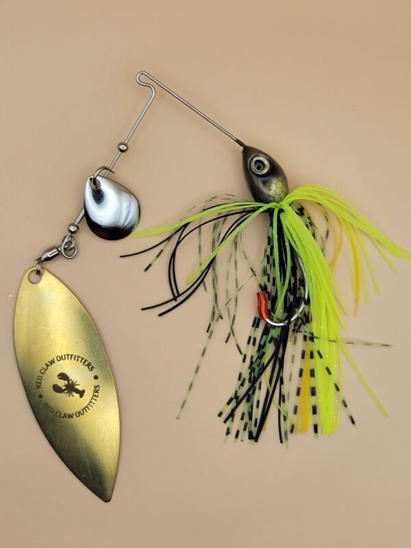 RCO Spinnerbait Chart-topper color with Gold Willow and silver Colorado blade