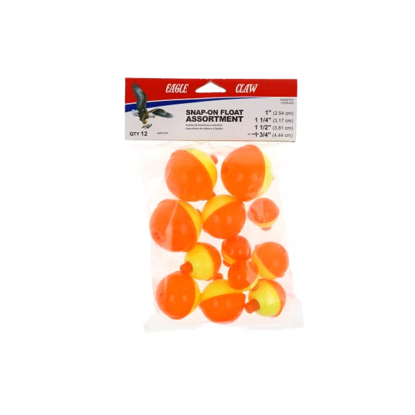 Eagle Claw Snap-on Float Assortment Yellow/Orange 12pk