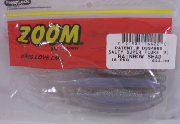 Zoom Salty Super Fluke Rainbow Shad 10pk - Image 2