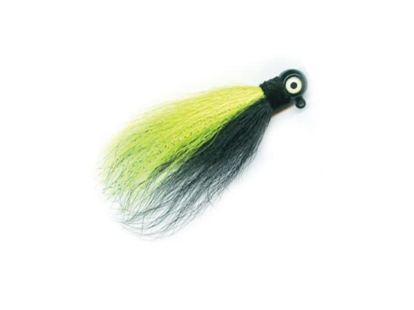 Mack's Lure Rock Dancer Bucktail Jig 1/2 Oz Black Head/Black/Chartreuse Body